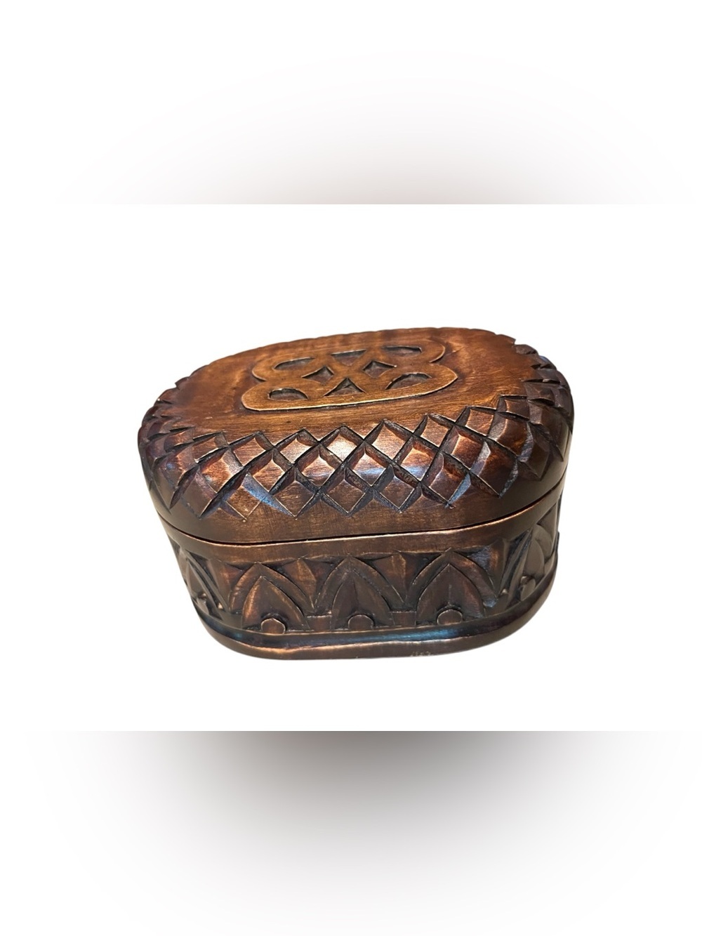 Vintage Intricate Hand Crafted Wood Jewelry Trinket Box